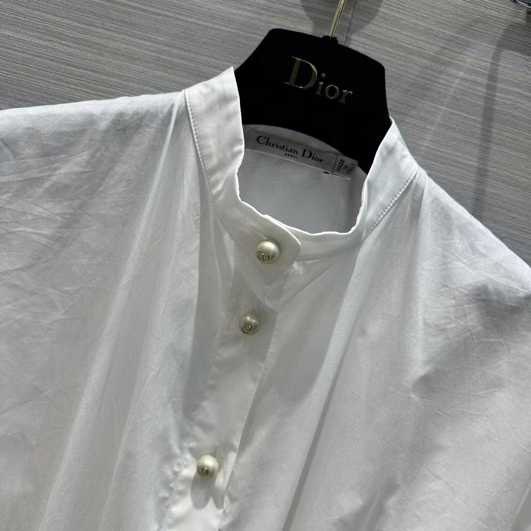 Dior Women CD Mid-Length Belted Macrocannage Dress Ecru Cotton