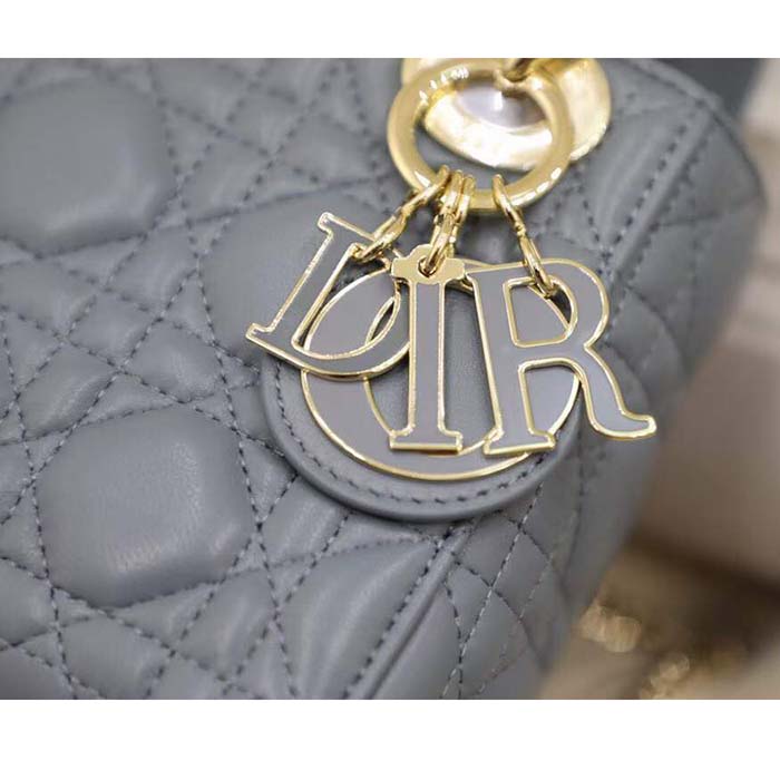 Dior Women CD Mini Lady Dior Bag Cloud Blue Cannage Lambskin