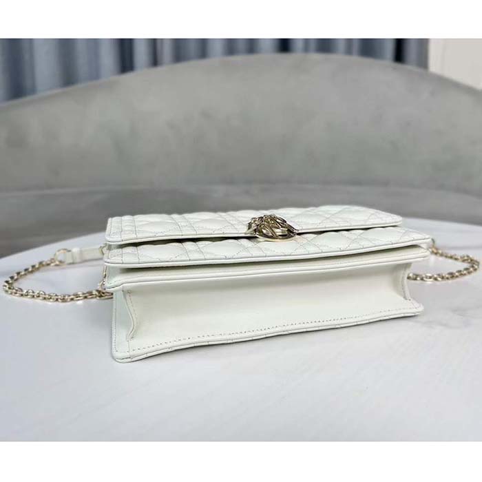 Dior Women CD Miss Dior Top Handle Bag Latte Cannage Lambskin