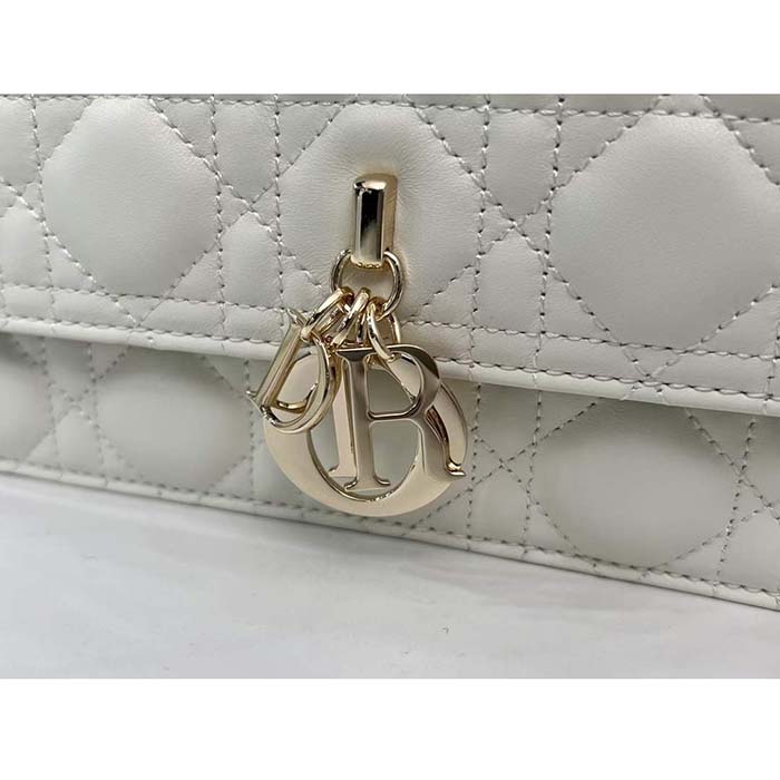 Dior Women CD Miss Dior Top Handle Bag Latte Cannage Lambskin