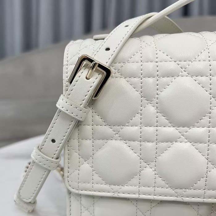 Dior Women CD Miss Dior Top Handle Bag Latte Cannage Lambskin