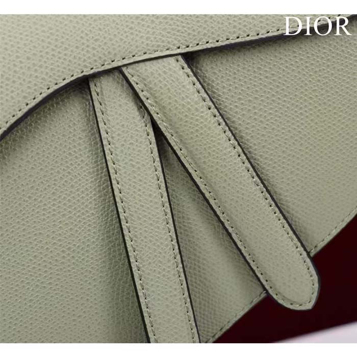Dior Women CD Saddle Bag Strap Cedar Green Grained Calfskin