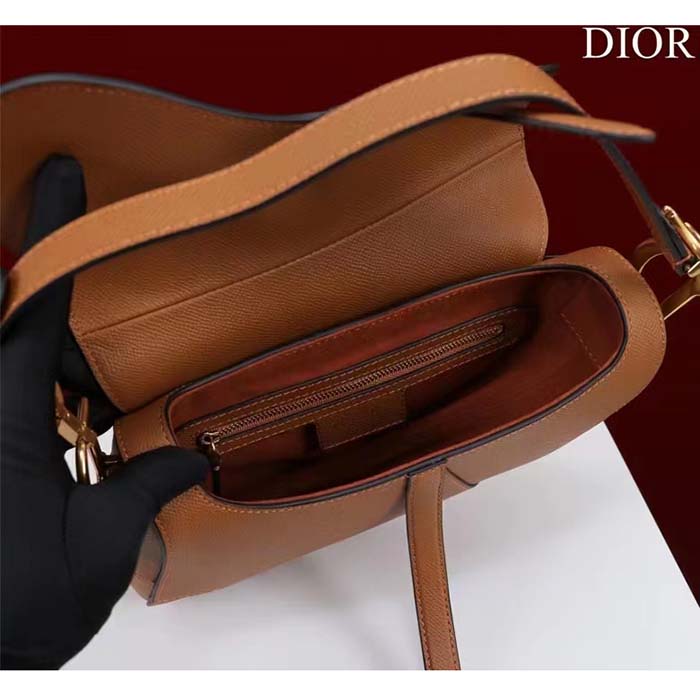 Dior Women CD Saddle Bag Strap Golden Saddle Grained Calfskin