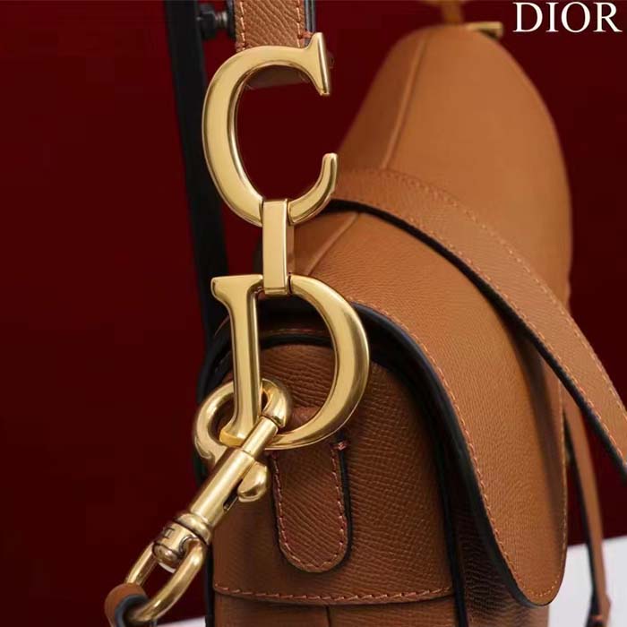 Dior Women CD Saddle Bag Strap Golden Saddle Grained Calfskin