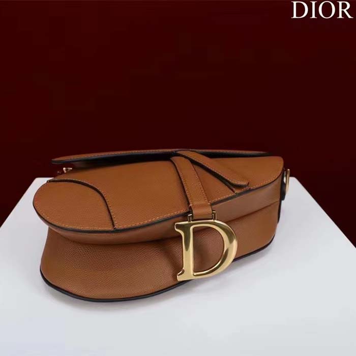 Dior Women CD Saddle Bag Strap Golden Saddle Grained Calfskin