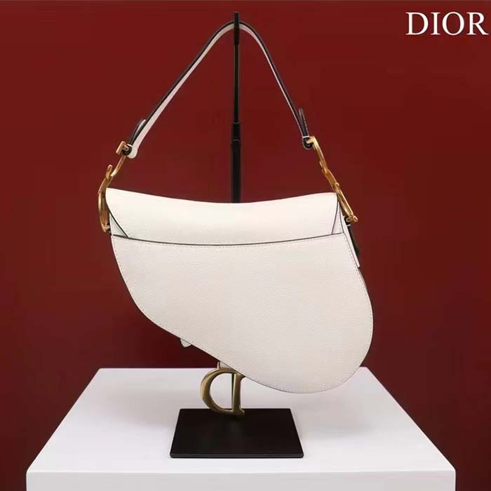 Dior Women CD Saddle Bag Strap Latte Grained Calfskin