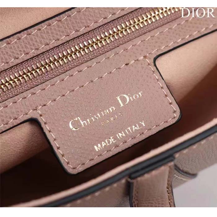 Dior Women CD Saddle Bag Strap Sand Pink Grained Calfskin
