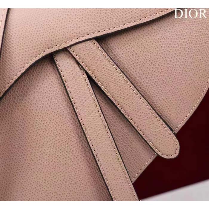 Dior Women CD Saddle Bag Strap Sand Pink Grained Calfskin