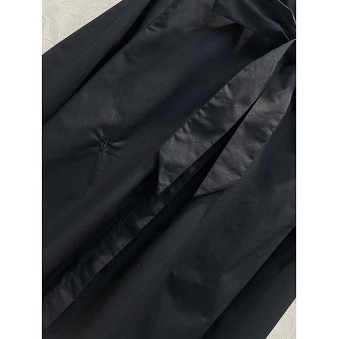 Dior Women CD Shirt Bow Collar Black Cotton Silk Poplin