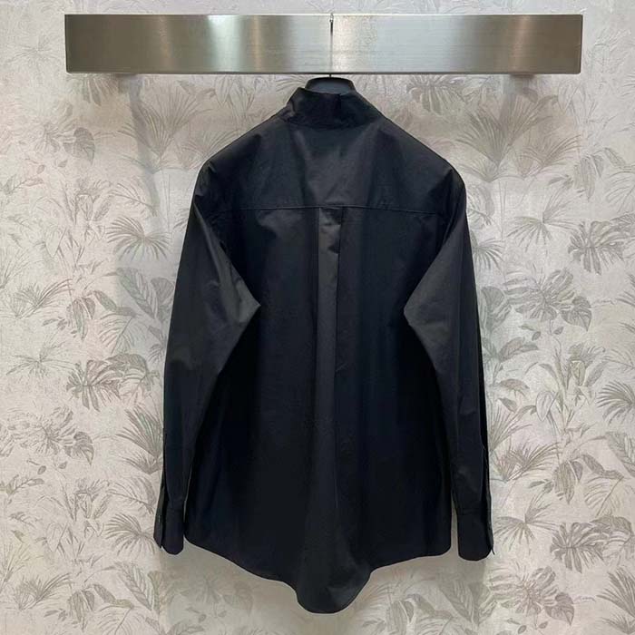 Dior Women CD Shirt Bow Collar Black Cotton Silk Poplin