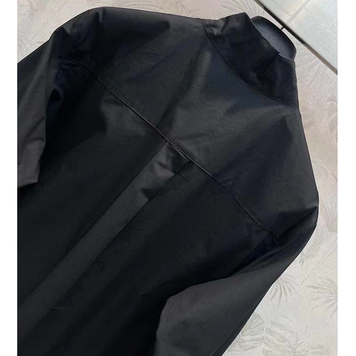 Dior Women CD Shirt Bow Collar Black Cotton Silk Poplin
