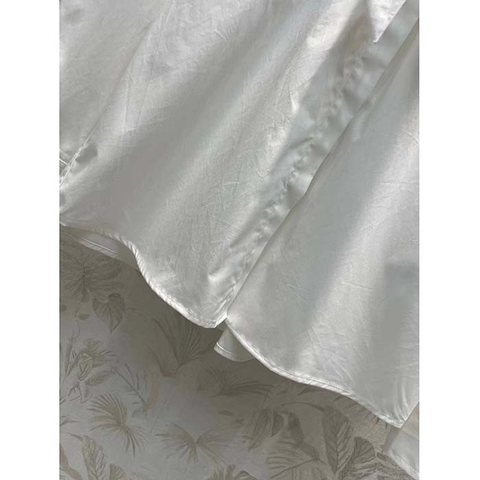 Dior Women CD Shirt Bow Collar White Cotton Silk Poplin