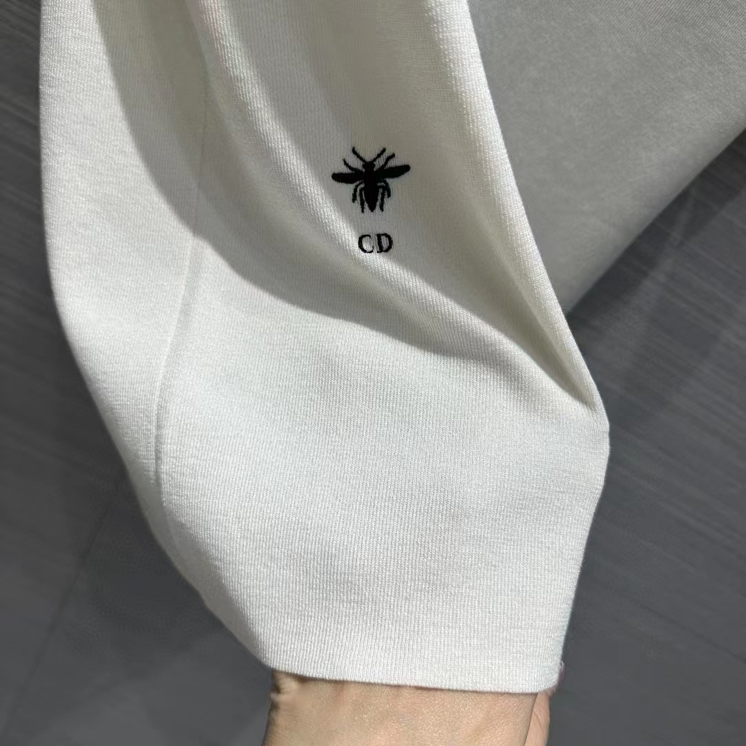 Dior Men CD Short-Sleeved Sweater White Cashmere Silk Knit