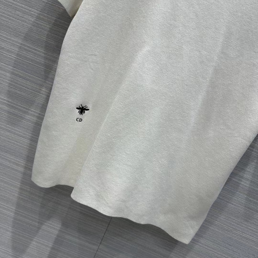 Dior Men CD Short-Sleeved Sweater White Cashmere Silk Knit