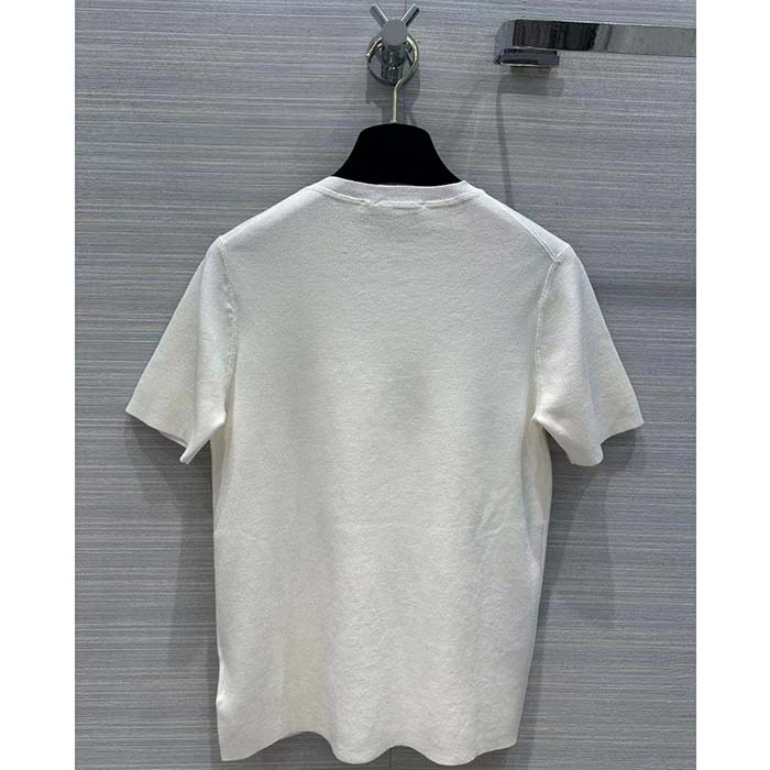 Dior Men CD Short-Sleeved Sweater White Cashmere Silk Knit
