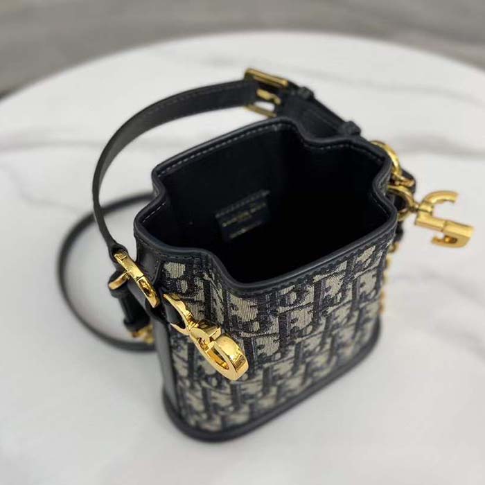 Dior Women CD Small C’est Dior Bag Blue Dior Oblique Jacquard