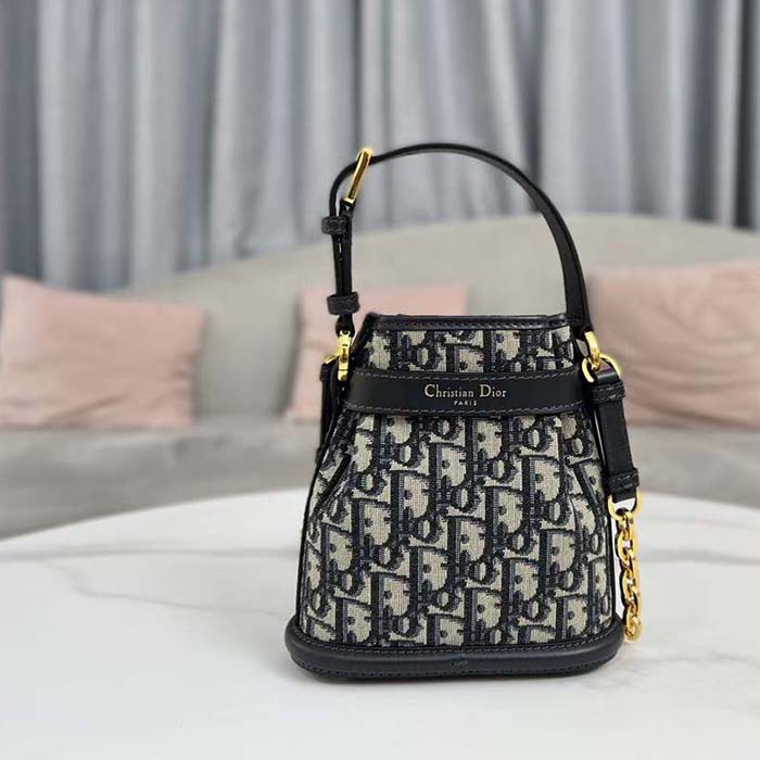 Dior Women CD Small C’est Dior Bag Blue Dior Oblique Jacquard