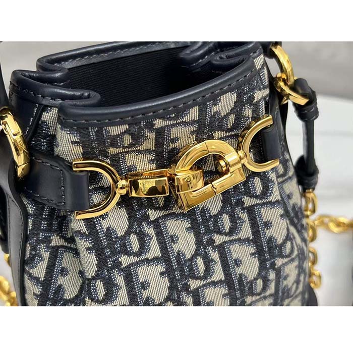 Dior Women CD Small C’est Dior Bag Blue Dior Oblique Jacquard