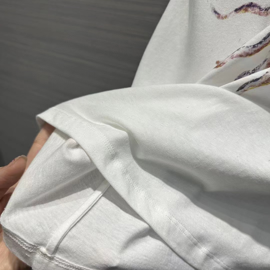 Dior Men CD T-Shirt White Stonewashed Cotton Linen Jersey