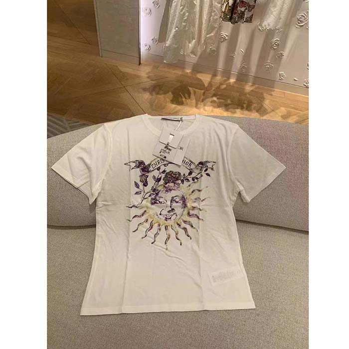 Dior Men CD T-Shirt White Stonewashed Cotton Linen Jersey