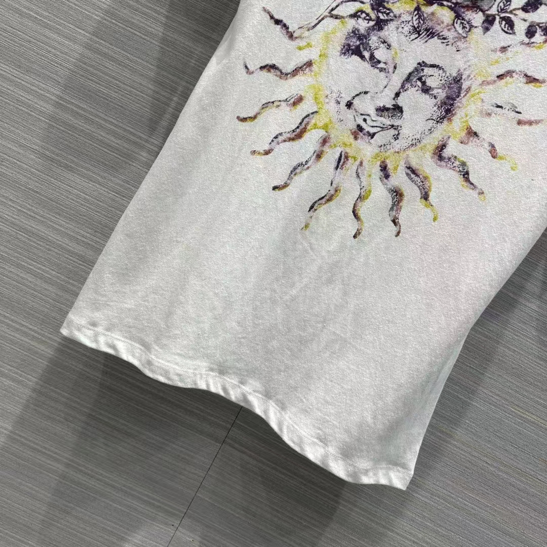 Dior Men CD T-Shirt White Stonewashed Cotton Linen Jersey