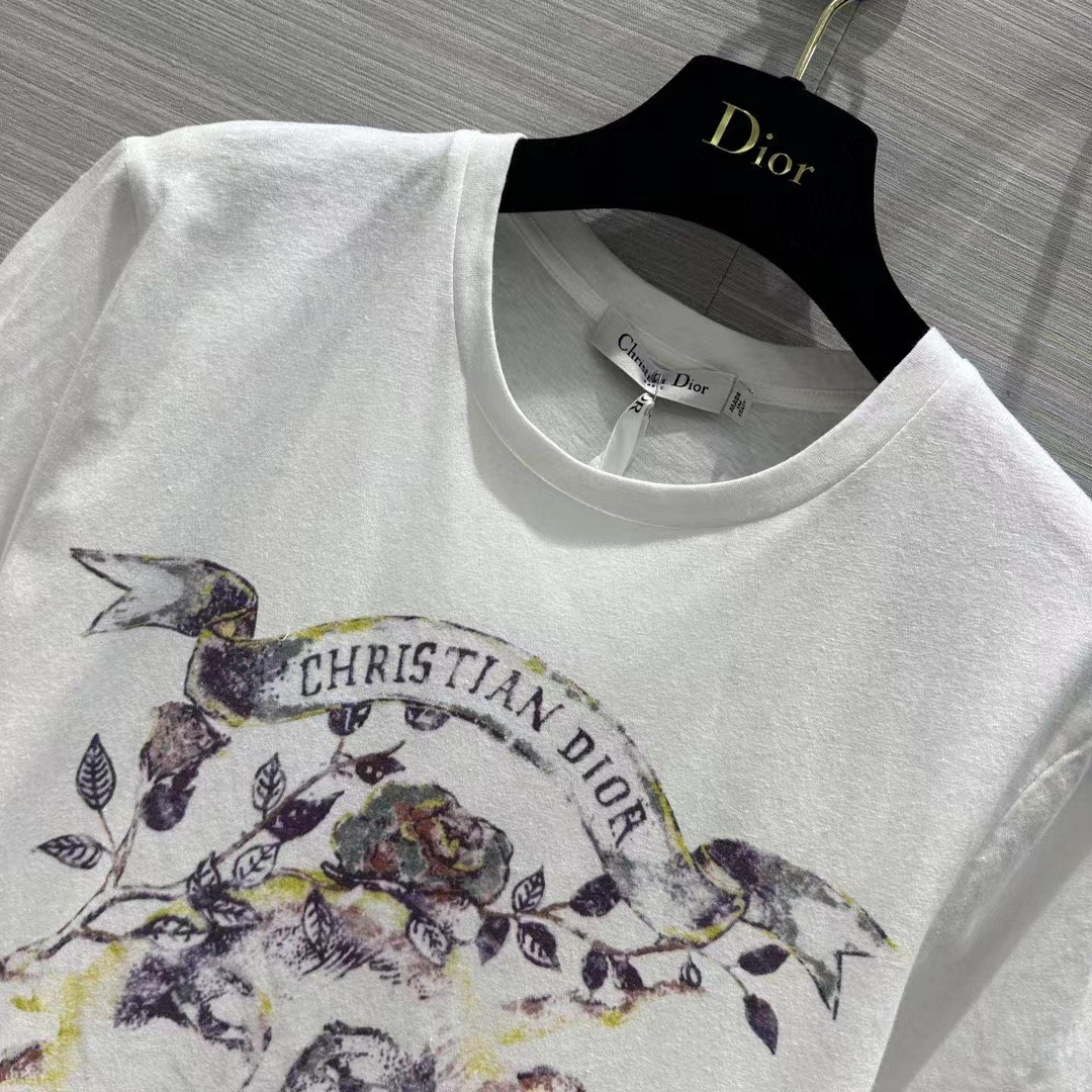 Dior Men CD T-Shirt White Stonewashed Cotton Linen Jersey