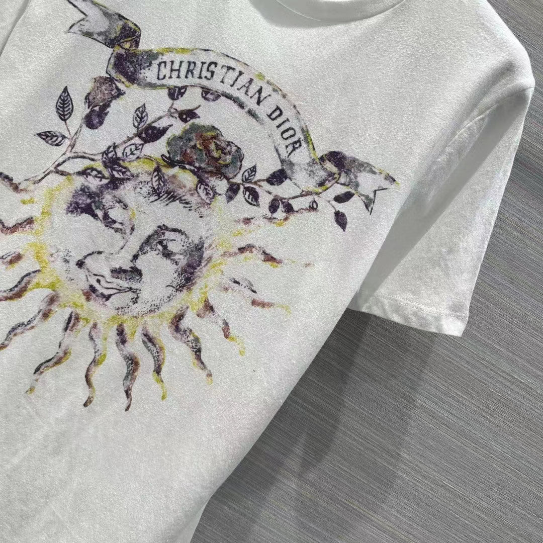 Dior Men CD T-Shirt White Stonewashed Cotton Linen Jersey
