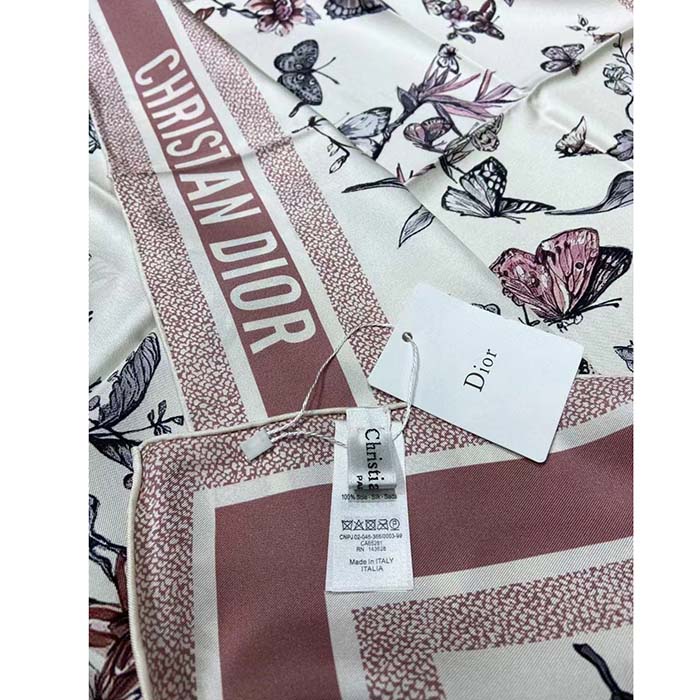 Dior Women CD Toile De Jouy Mexico 90 Square Scarf Pink Silk Twill