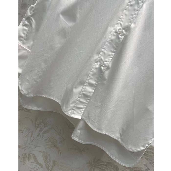 Dior Women CD Wing-Collar Shirt White Cotton Poplin