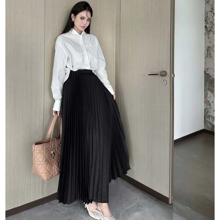 Dior Women CD Wing-Collar Shirt White Cotton Poplin