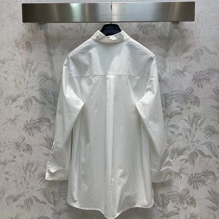 Dior Women CD Wing-Collar Shirt White Cotton Poplin