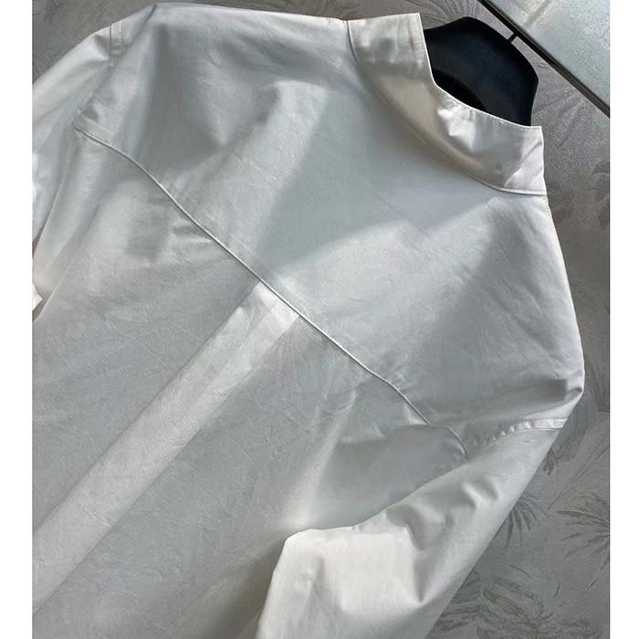Dior Women CD Wing-Collar Shirt White Cotton Poplin