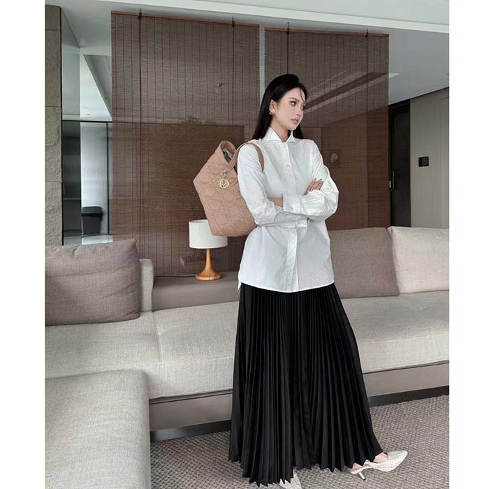 Dior Women CD Wing-Collar Shirt White Cotton Poplin