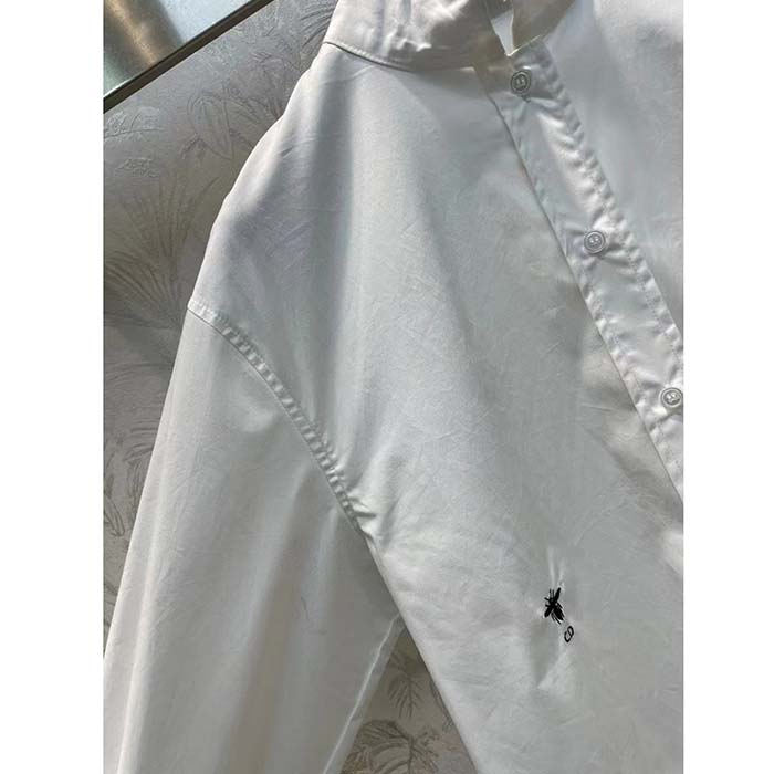 Dior Women CD Wing-Collar Shirt White Cotton Poplin