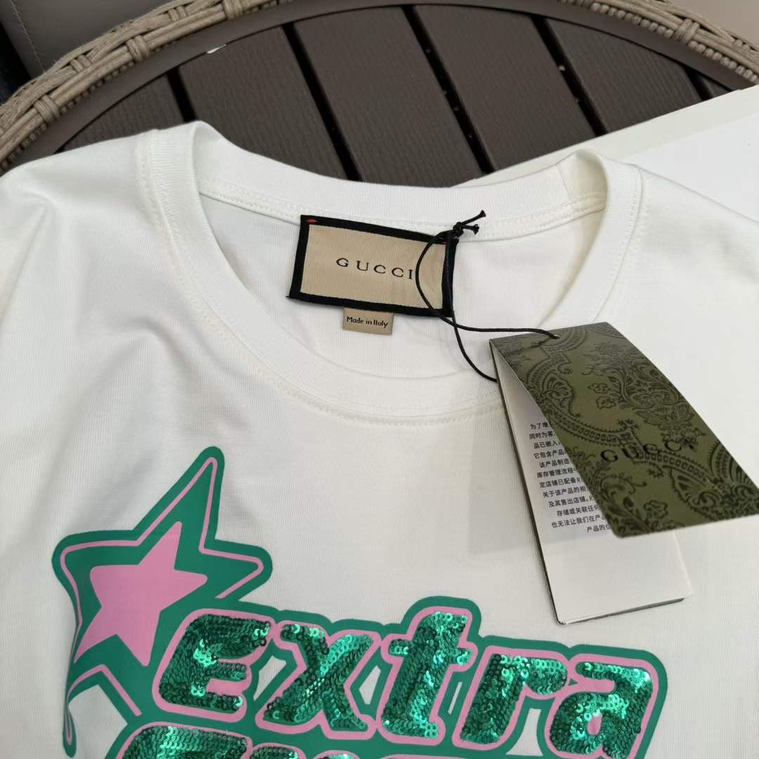 Gucci GG Men Cotton Jersey T-Shirt Off White Crewneck Short Sleeves