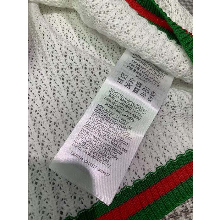 Gucci GG Women Cotton Lace Polo T-Shirt White Short Sleeves