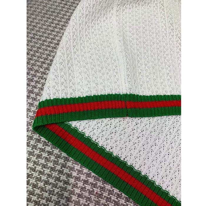Gucci GG Women Cotton Lace Polo T-Shirt White Short Sleeves