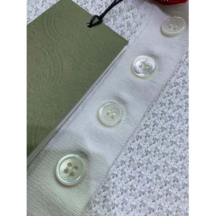 Gucci GG Women Cotton Lace Polo T-Shirt White Short Sleeves