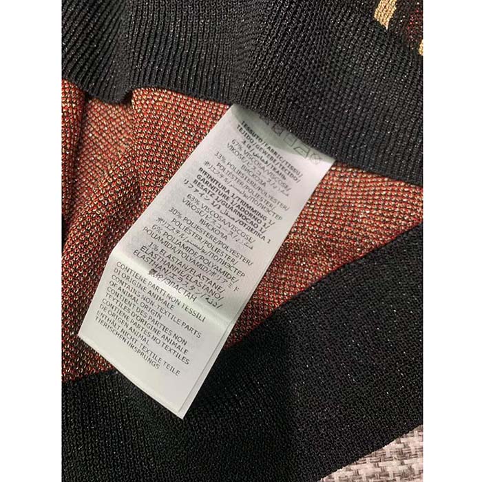 Gucci GG Women Lamé Horsebit Viscose Jacquard Top Crewneck Short Sleeves