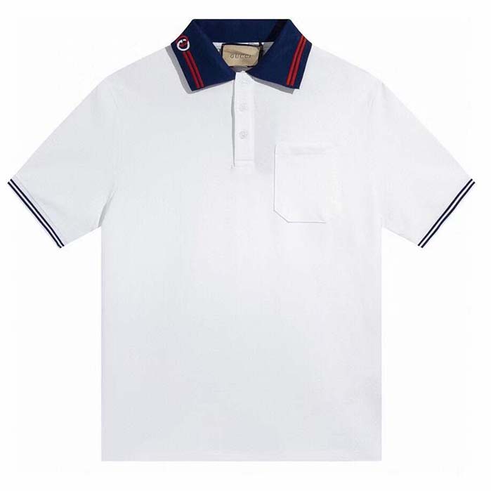 Gucci Women Cotton Piquet Polo Interlocking G White Side Vents Short Sleeves