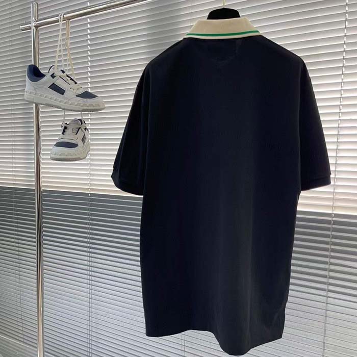 Gucci Women Cotton Polo Interlocking G Black Short Sleeves Regular Fit
