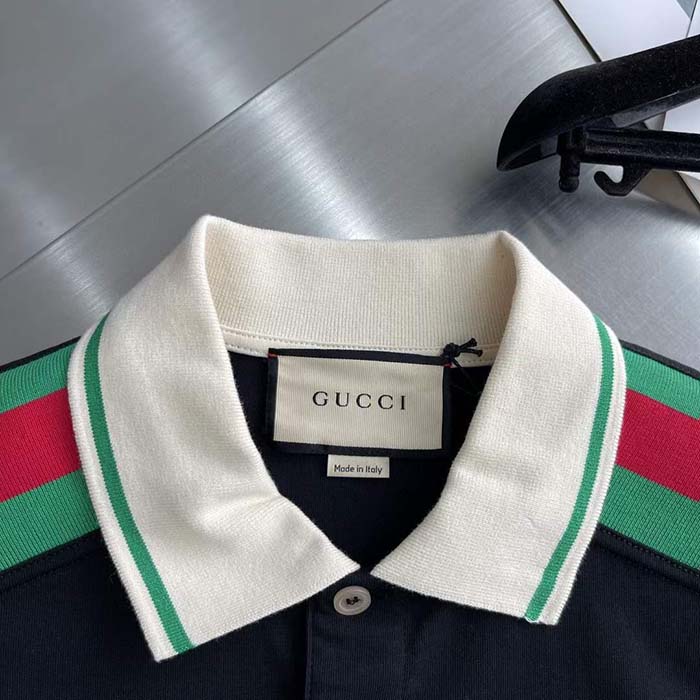 Gucci Women Cotton Polo Interlocking G Black Short Sleeves Regular Fit