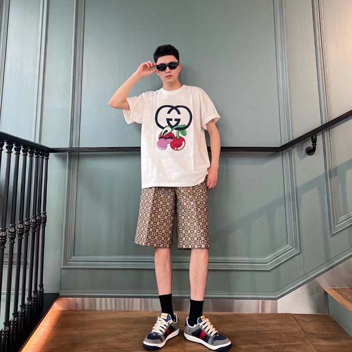 Gucci Men GG Cotton Jersey Printed T-Shirt Crewneck Short Sleeves