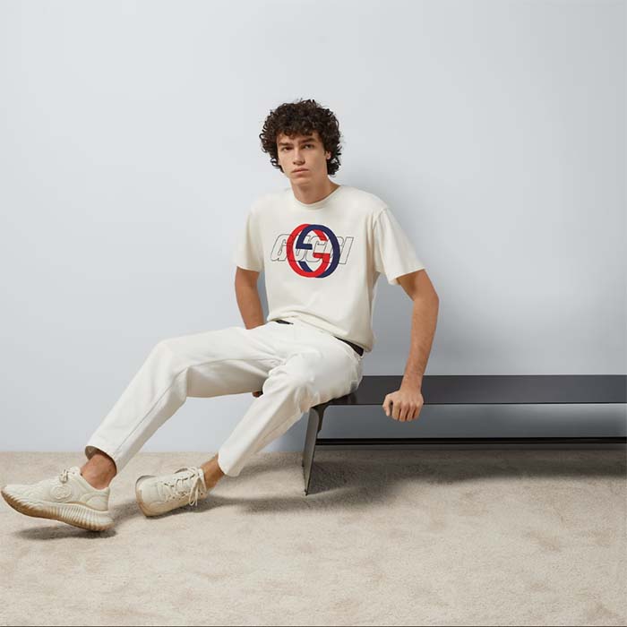 Gucci Men GG Cotton Jersey Printed T-Shirt Crewneck Short Sleeves