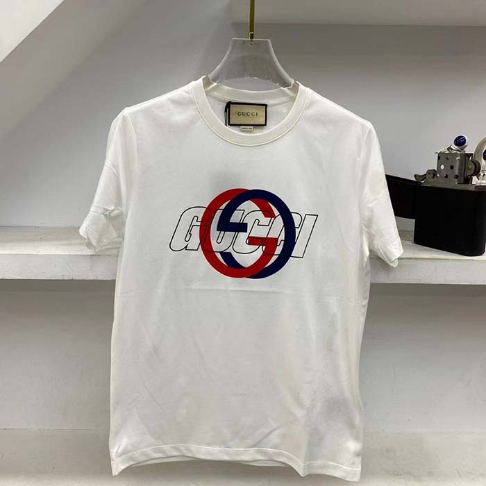 Gucci Women GG Cotton Jersey Printed T-Shirt Crewneck Short Sleeves