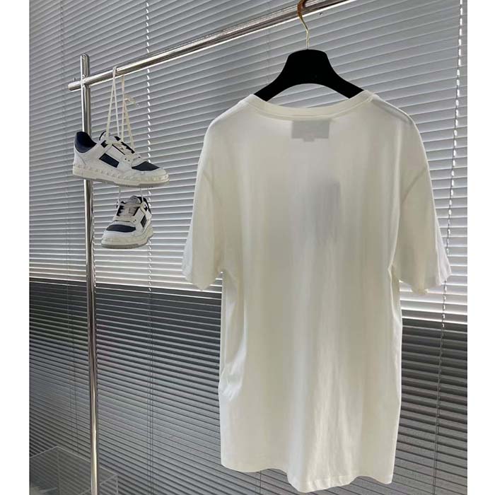 Gucci Men GG Cotton Jersey Printed T-Shirt White Crewneck Short Sleeves