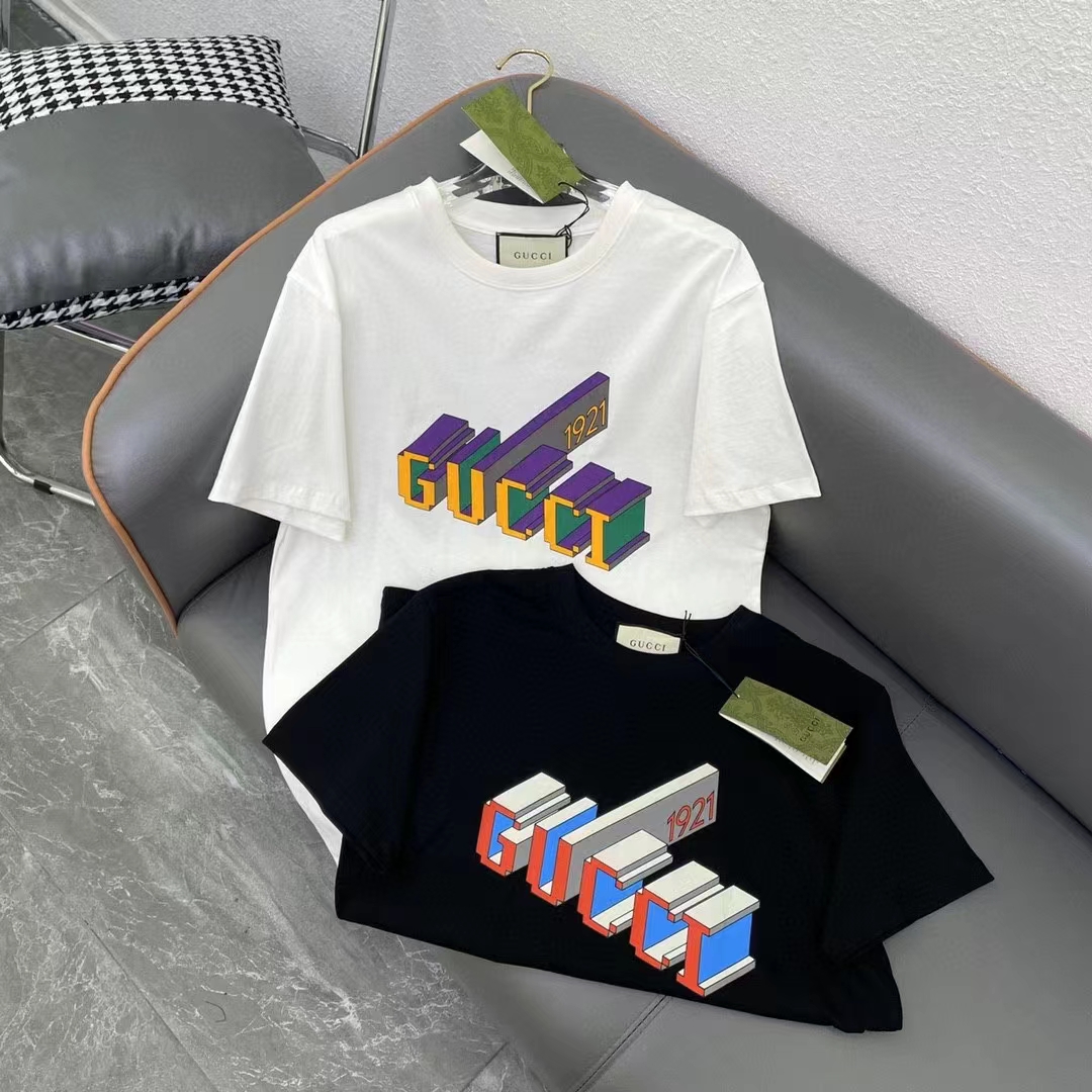 Gucci Men GG Cotton Jersey T-Shirt Black Crewneck Short Sleeves