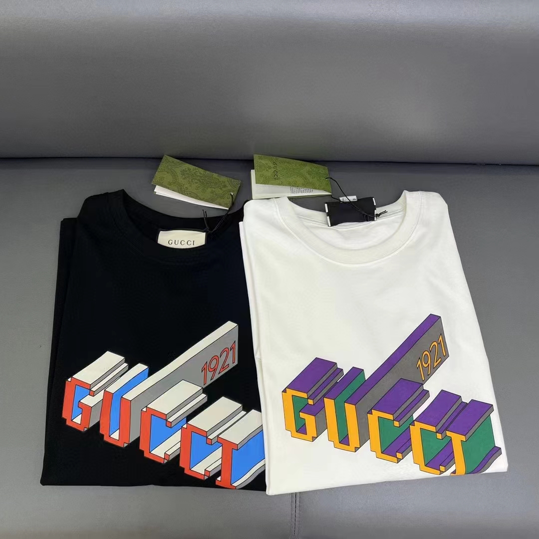 Gucci Women GG Cotton Jersey T-Shirt Black Crewneck Short Sleeves