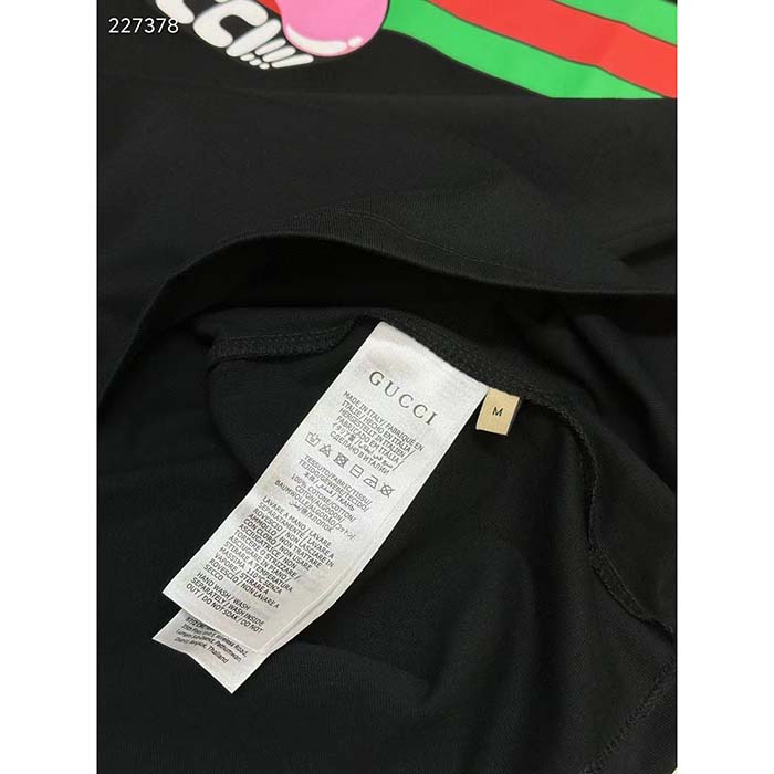 Gucci Men GG Cotton Jersey T-Shirt Print Black Crewneck Short Sleeves