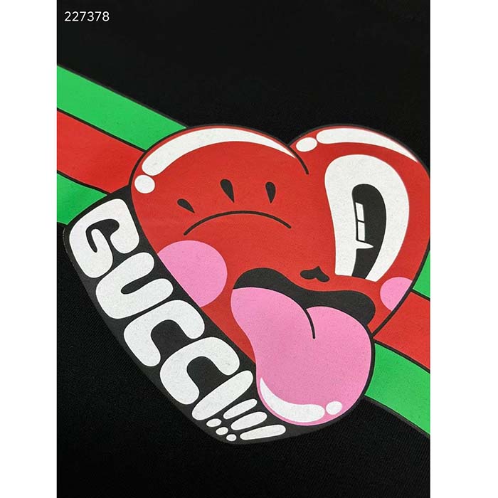 Gucci Women GG Cotton Jersey T-Shirt Print Black Crewneck Short Sleeves